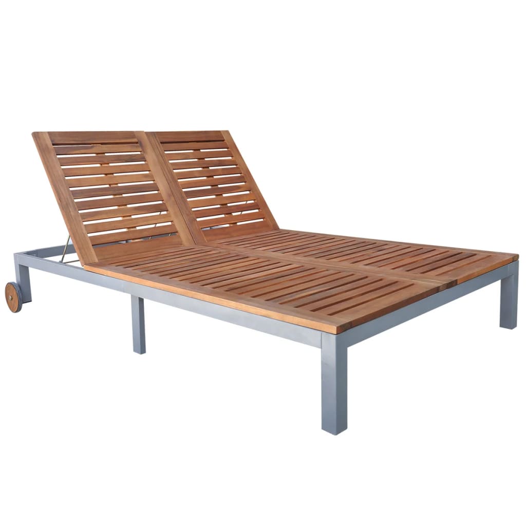 Tumbona Doble De Madera Maciza De Acacia_0