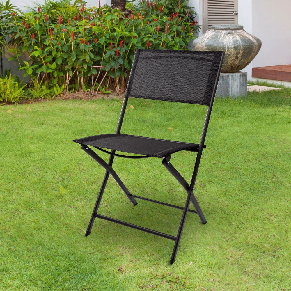 Silla Plegable Jardín Tejido Reforzado Negra Aktive_1