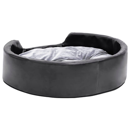 Vidaxl Cama Para Perros Felpa Y Cuero Sintético Negro Gris 69x59x19 Cm_5