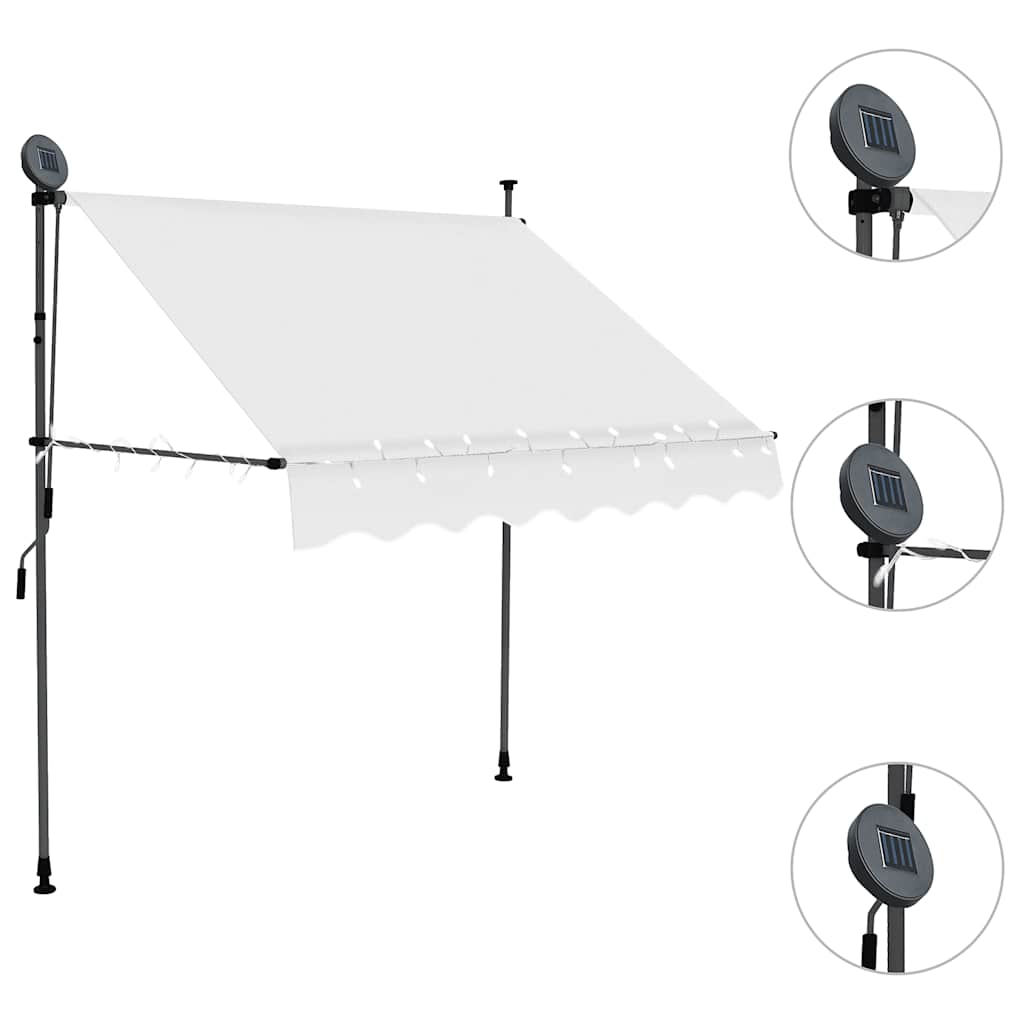 Toldo Manual Retráctil Con Led Crema 100 Cm_2