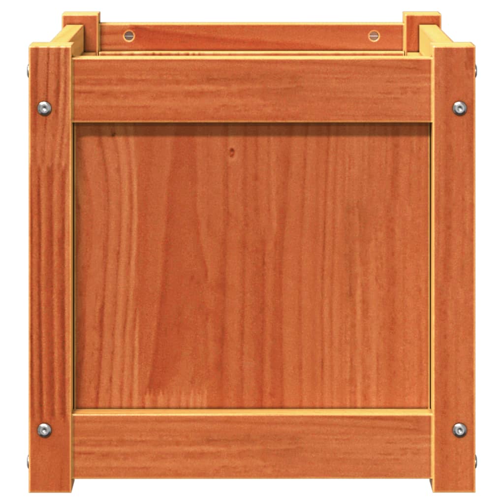 Jardinera Exterior Madera Maciza Pino Marrón Cera 40x40x40 Cm_4