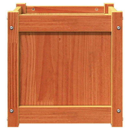 Jardinera Exterior Madera Maciza Pino Marrón Cera 40x40x40 Cm_4