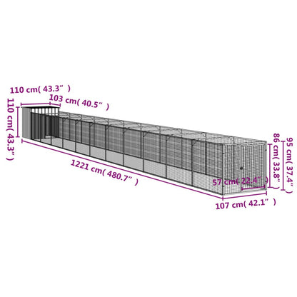 Vidaxl Caseta Perro Corral Acero Galvanizado Gris Claro 110x1221x110cm_2