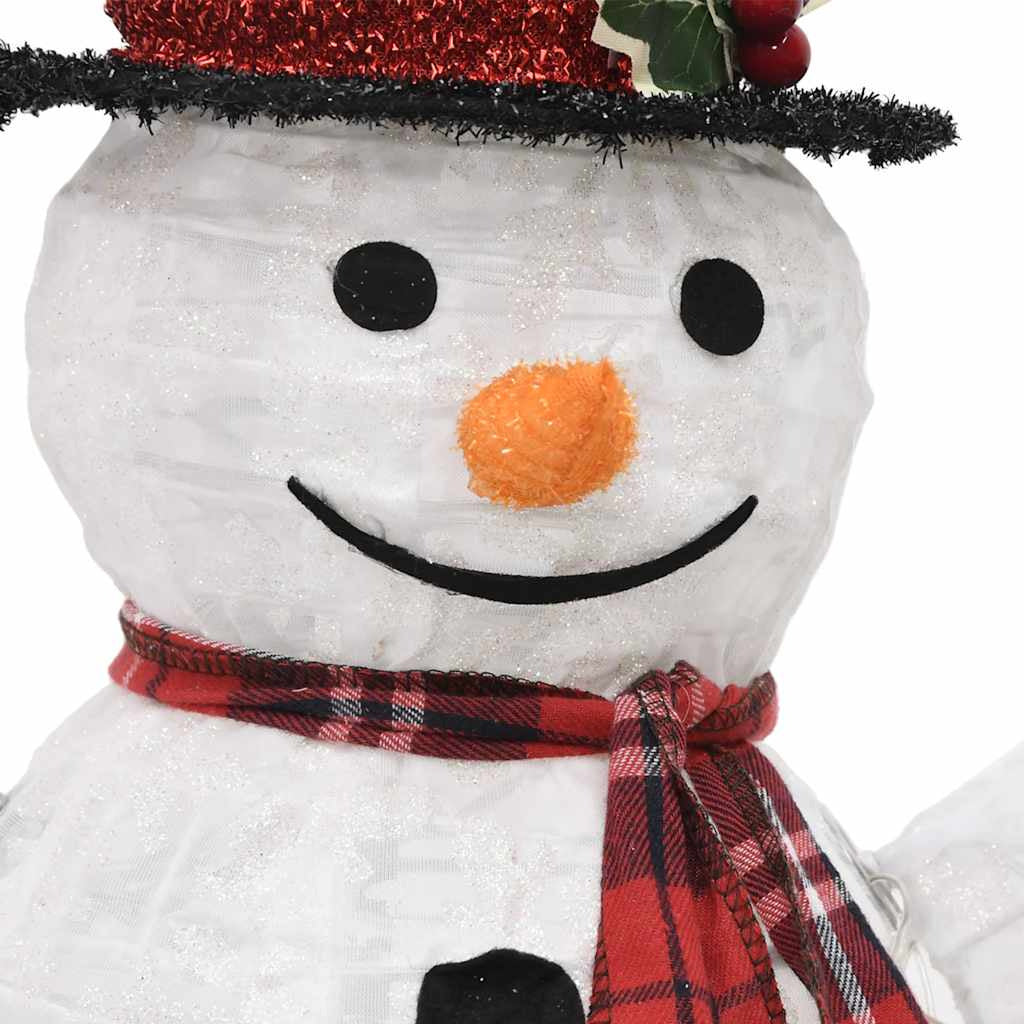 Vidaxl Familia De Muñecos De Nieve De Navidad Con Led Tela Lujosa_4