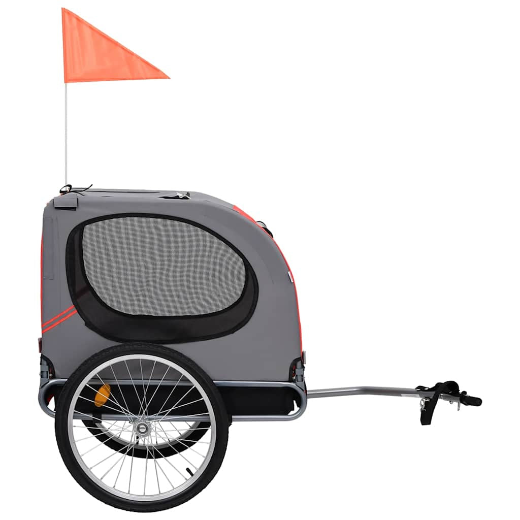 Vidaxl Remolque De Bicicleta Para Mascotas Rojo Y Negro_1