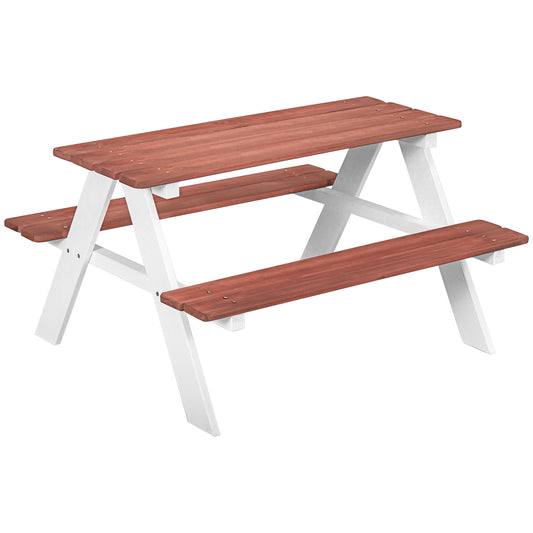 Outsunny Juego De Mesa Y 2 Bancos Infantiles De Madera 89x79x50 Cm Marrón_0