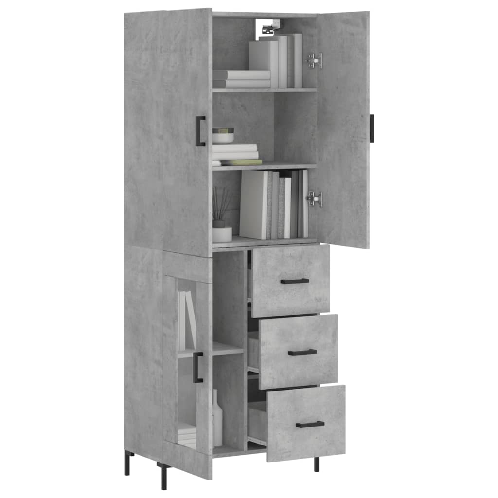 Aparador Alto Madera Contrachapada Gris Hormigón 69,5x34x180 Cm_2