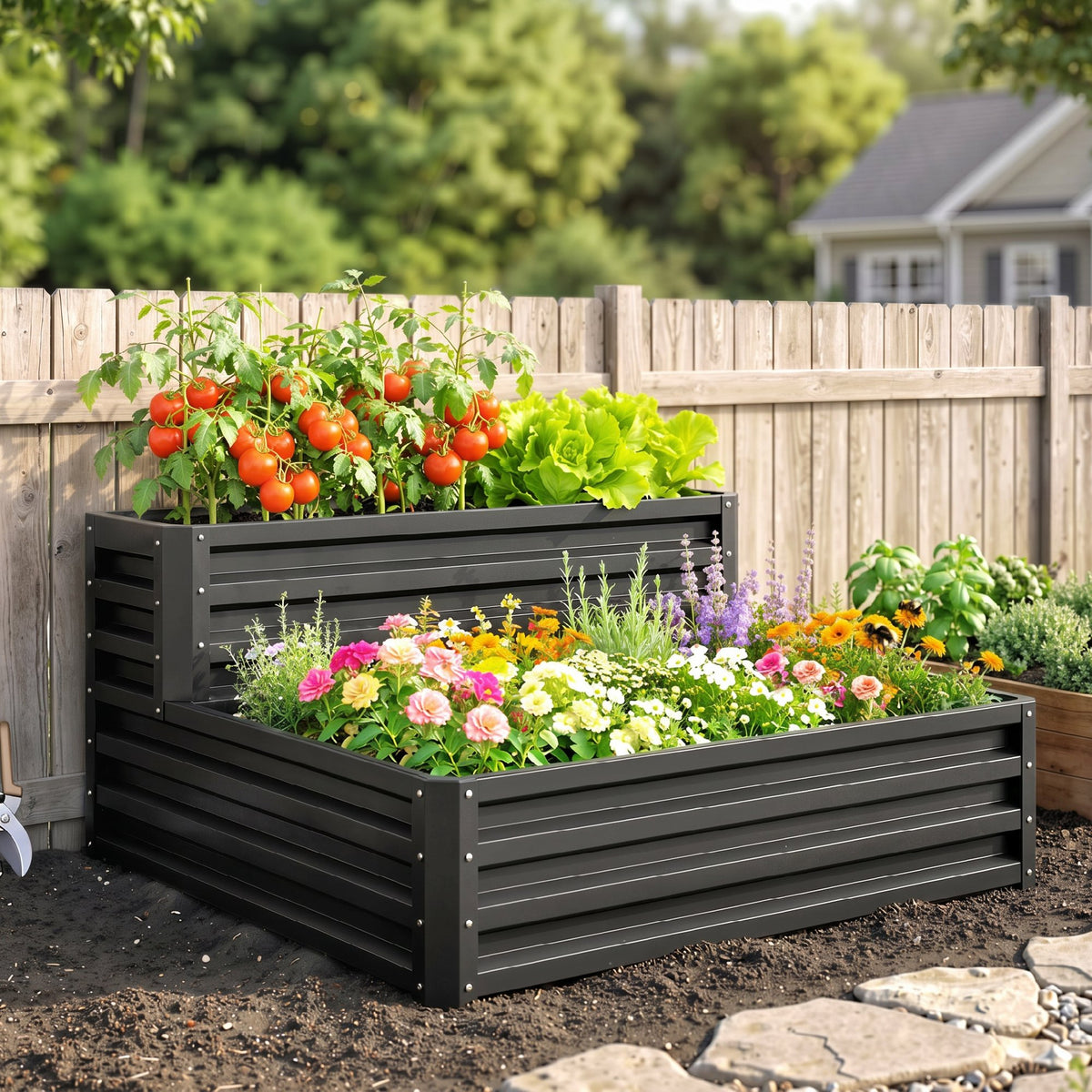 Jardinera Outsunny Acero Gris Oscuro 120x101x58 Cm_4
