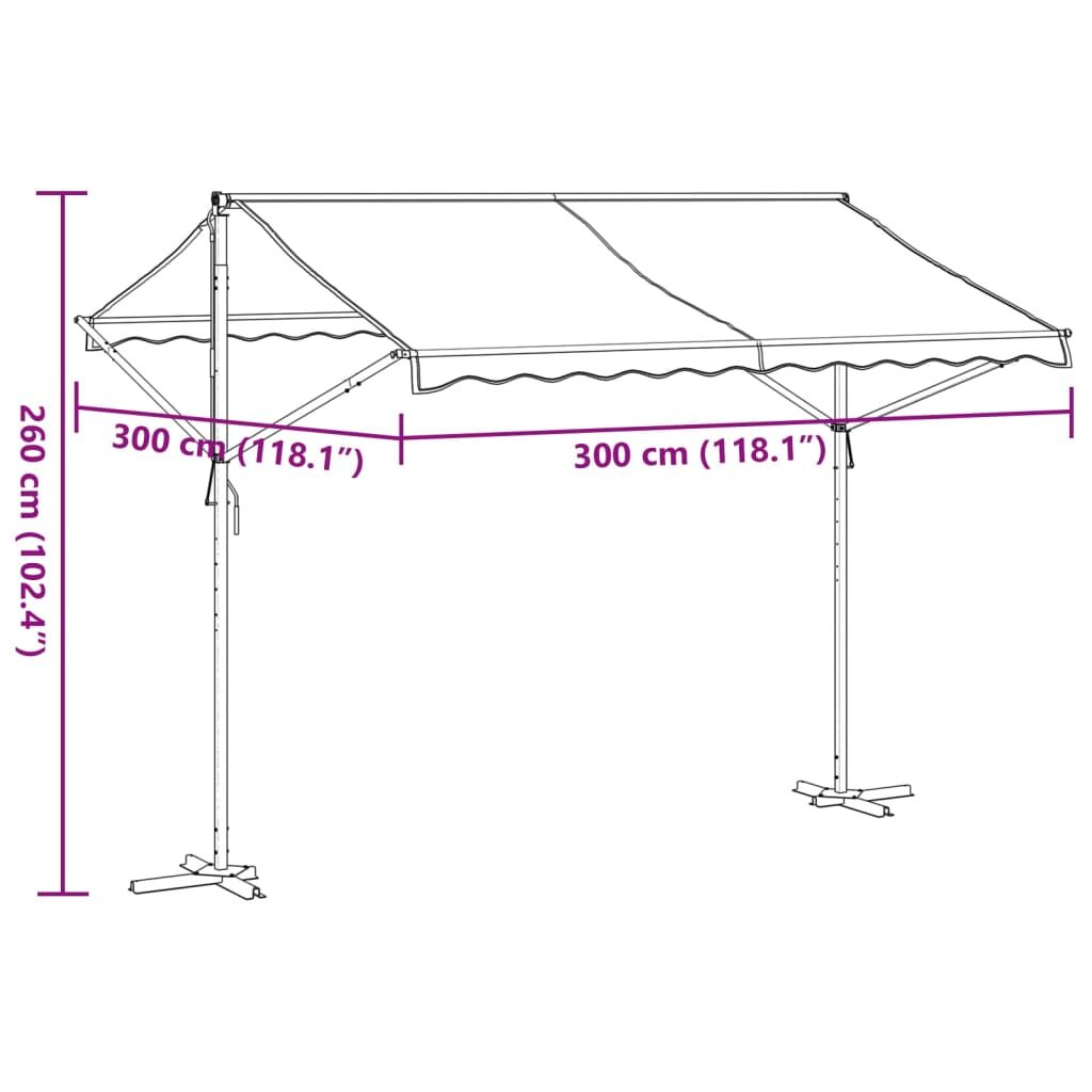 Vidaxl Toldo De Pie Tela Y Acero Azul Y Blanco 300x300 Cm_2