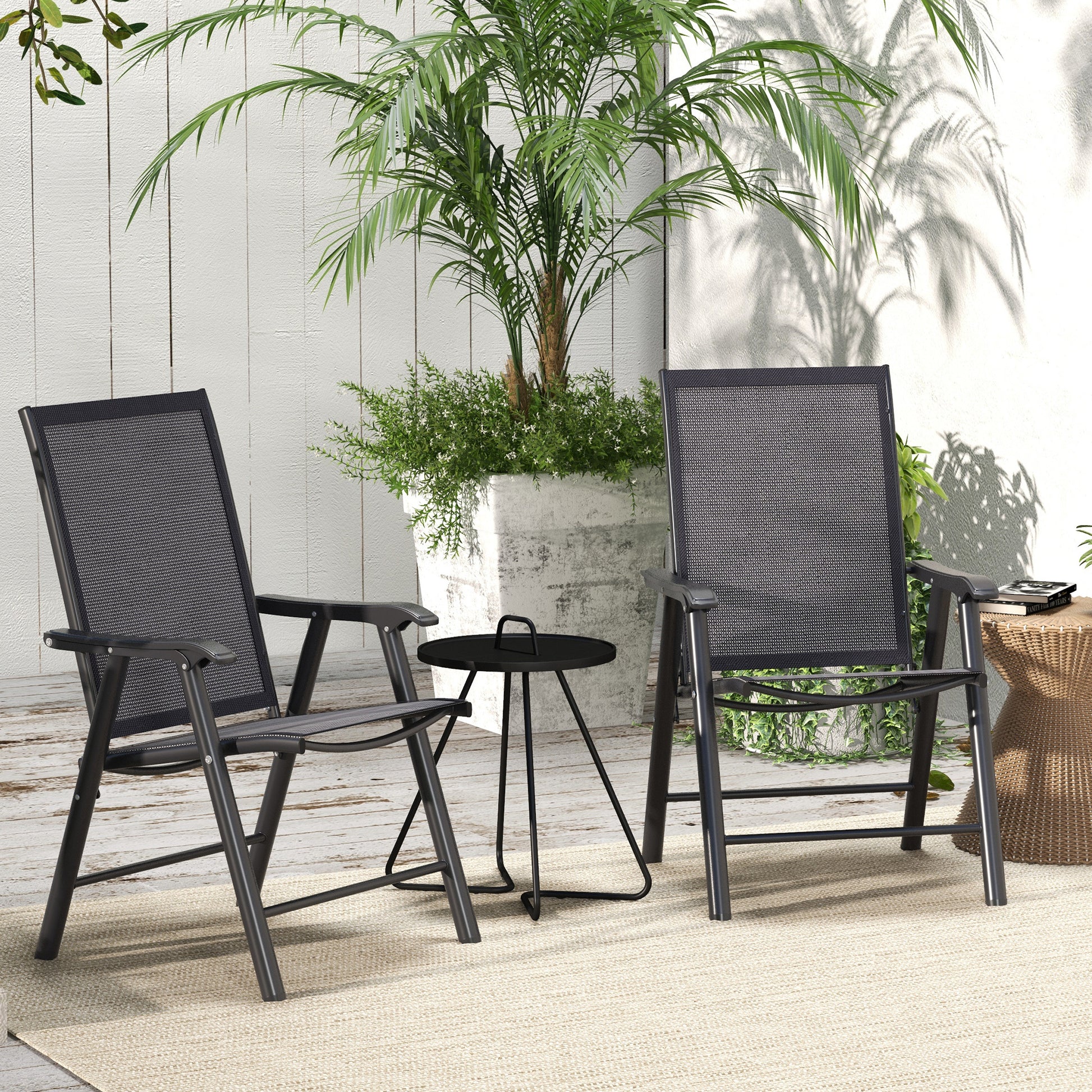 Outsunny Conjunto De 2 Sillas De Camping Plegables Con Reposabrazos Para Jardín_1