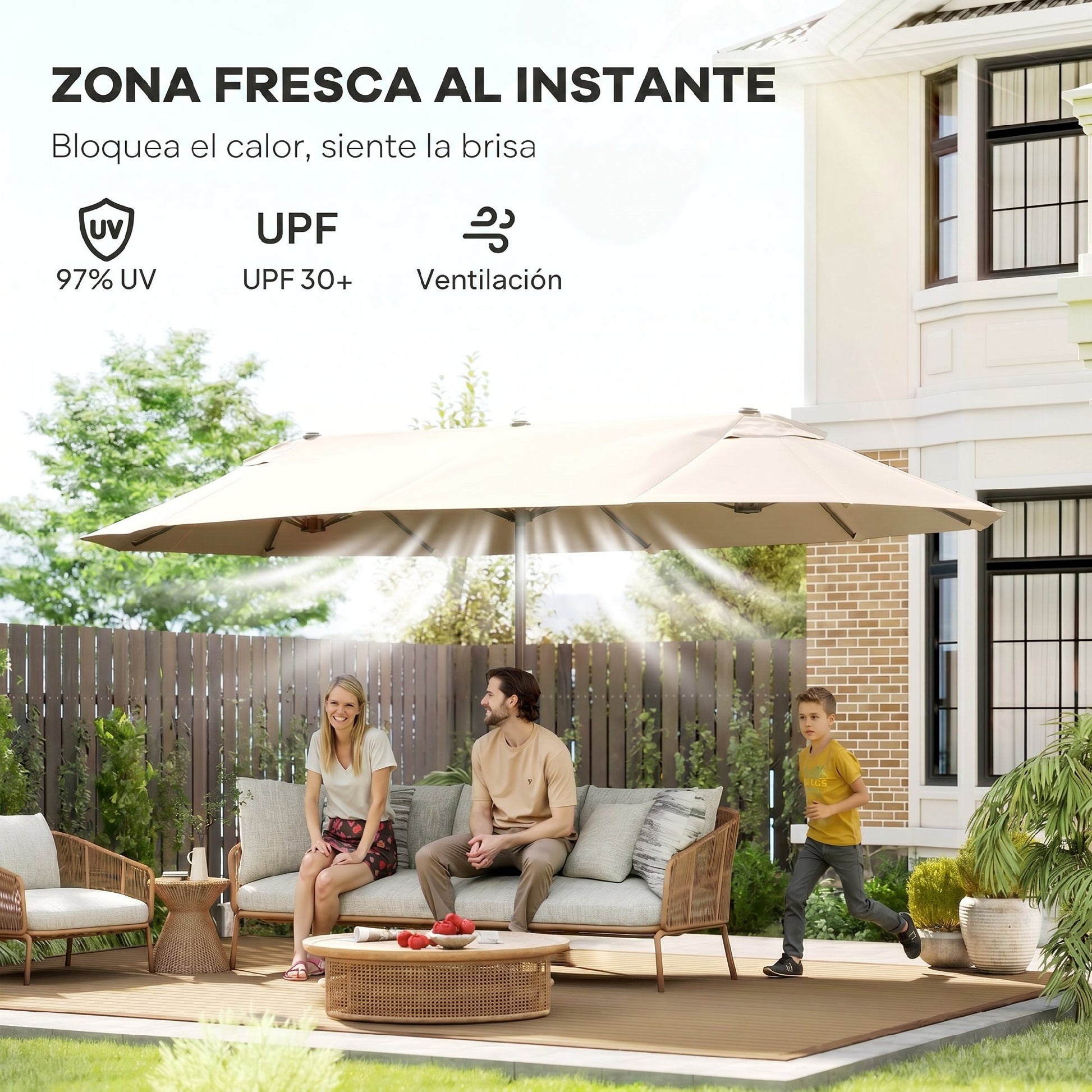 Outsunny Sombrilla Parasol Doble Para Jardín 4_4