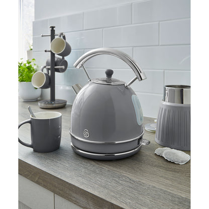 Swan Retro Set Desayuno Hervidor De Agua 1,8 L Inalámbrico, Tostadora 2 Rebanadas Anchas, Vintage, Stp7050grneu, Gris_2