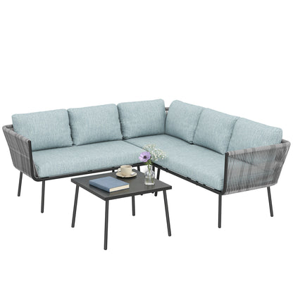 Outsunny Conjunto De Muebles De Ratán 2 Sofá De 2 Plazas Sofá De Esquina Mesa_0