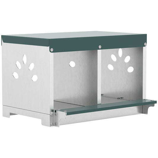 Pawhut Ponedero Para Gallinas De Acero Galvanizado Con 2 Huecos Para 2 Gallinas_0