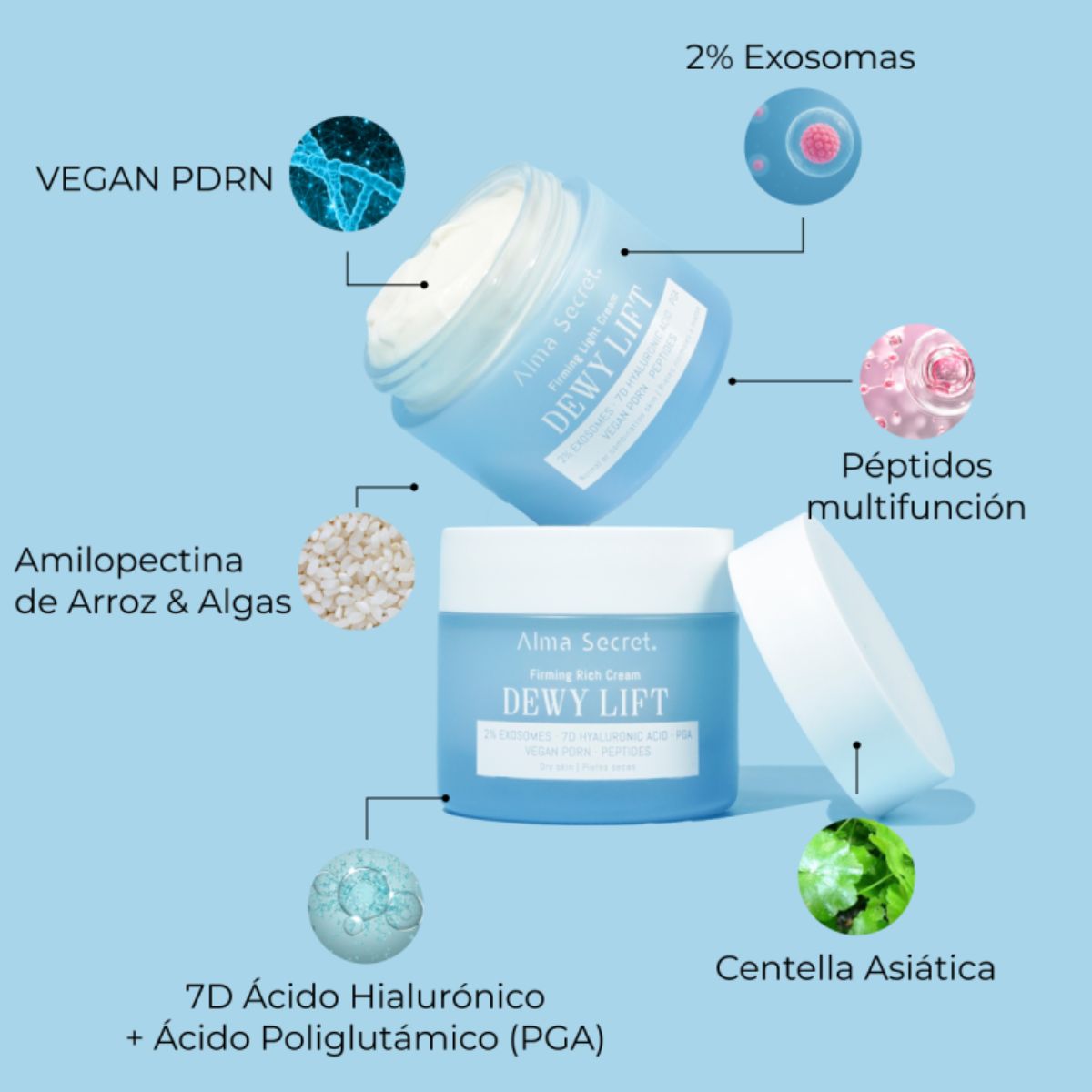 Crema Día Reafirmante Piel Seca Dewy Lift Rich Alma Secret 50 ml