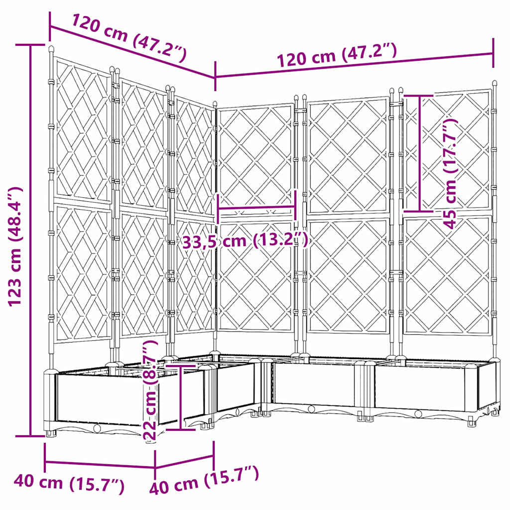 Vidaxl Maceta De Jardín Con Enrejado 5 Pcs Blanco 120 X 120 X 125.5 Cm_2