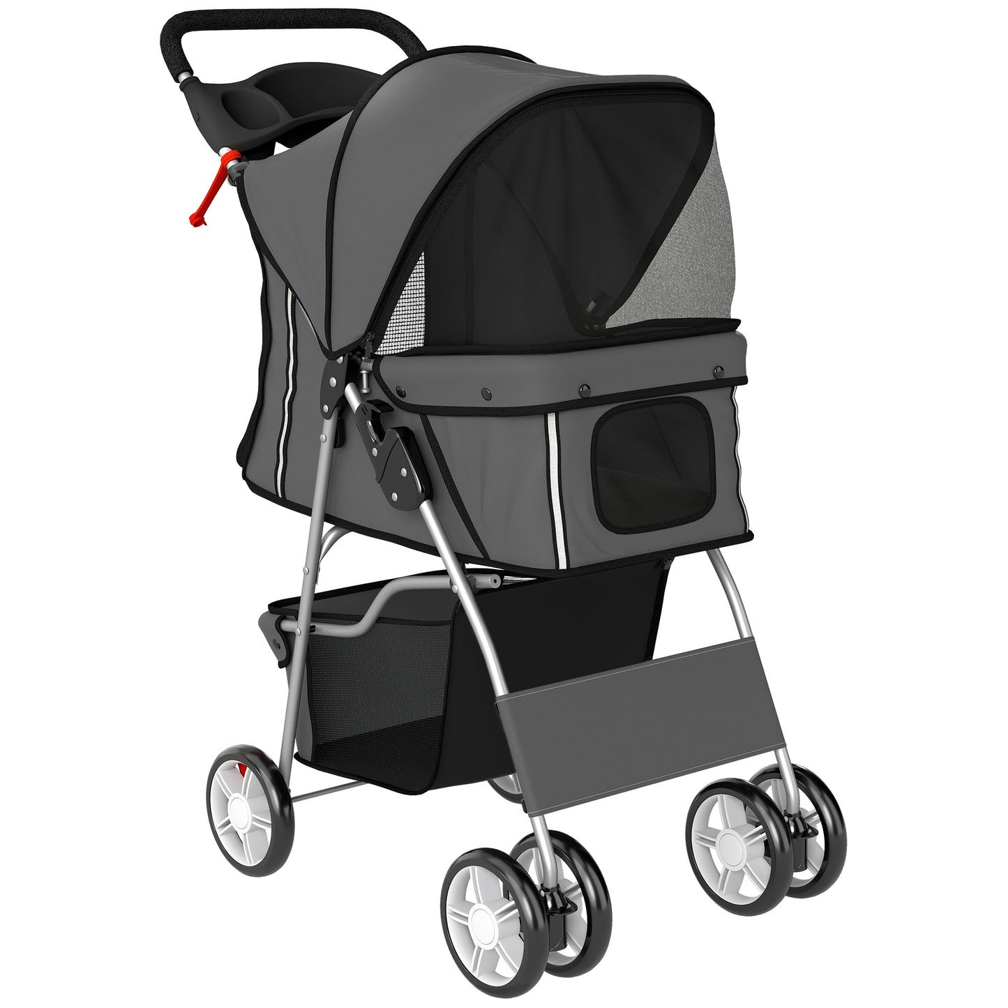 Pawhut Carrito Para Perros Plegable Cesta De Almacenaje 77x44x102 Cm Gris Oscuro_0