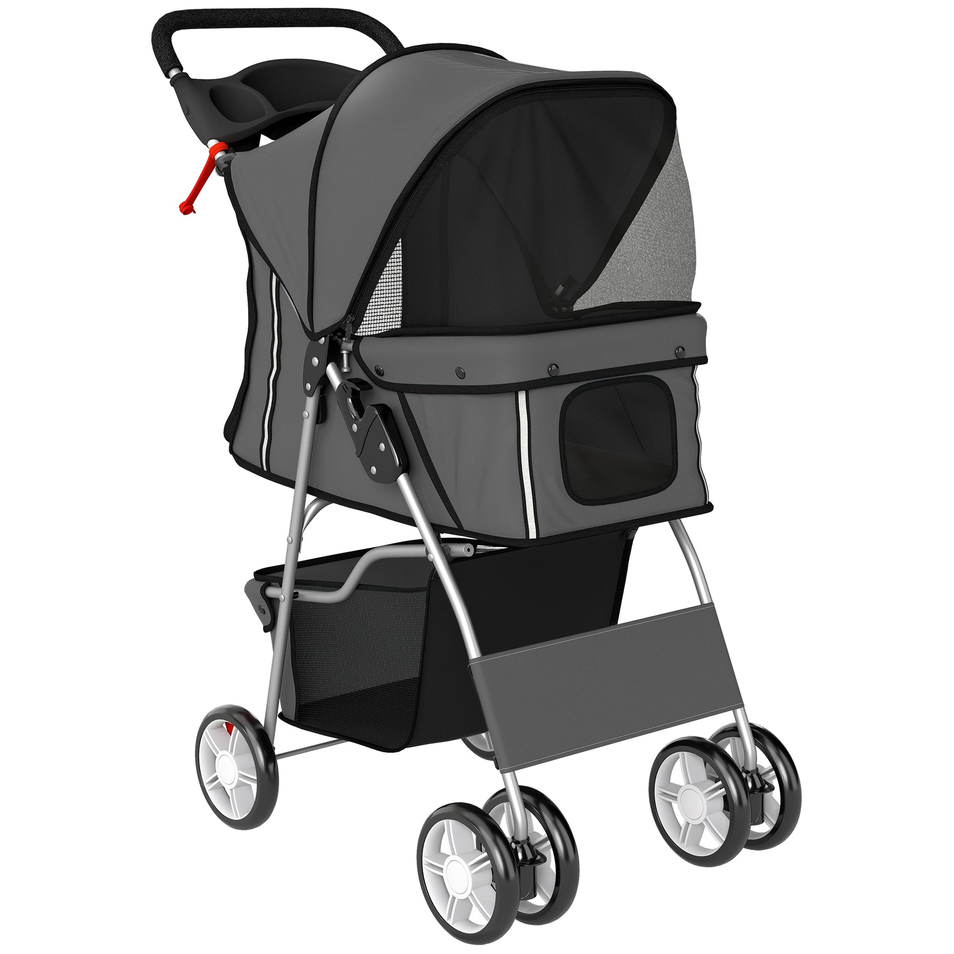 Pawhut Carrito Para Perros Plegable Cesta De Almacenaje 77x44x102 Cm Gris Oscuro_0
