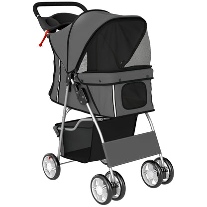 Pawhut Carrito Para Perros Plegable Cesta De Almacenaje 77x44x102 Cm Gris Oscuro_0