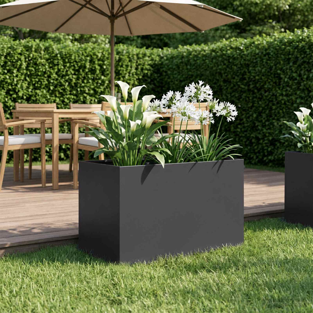 Macetero De Jardín Negro 50 X 40 X 40 Cm Acero Laminado En Frío_1