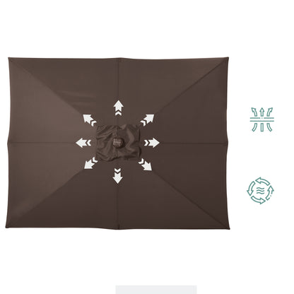 Outsunny Sombrilla De Jardín 2,7x2x2,5 M Con Techo Inclinable Luces Led Marrón_3