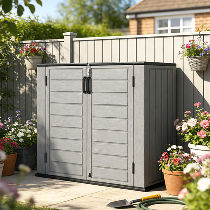 Outsunny Cobertizo De Jardín 940l Con Tapa Abatible 2 Puertas Cerradura Gris_4