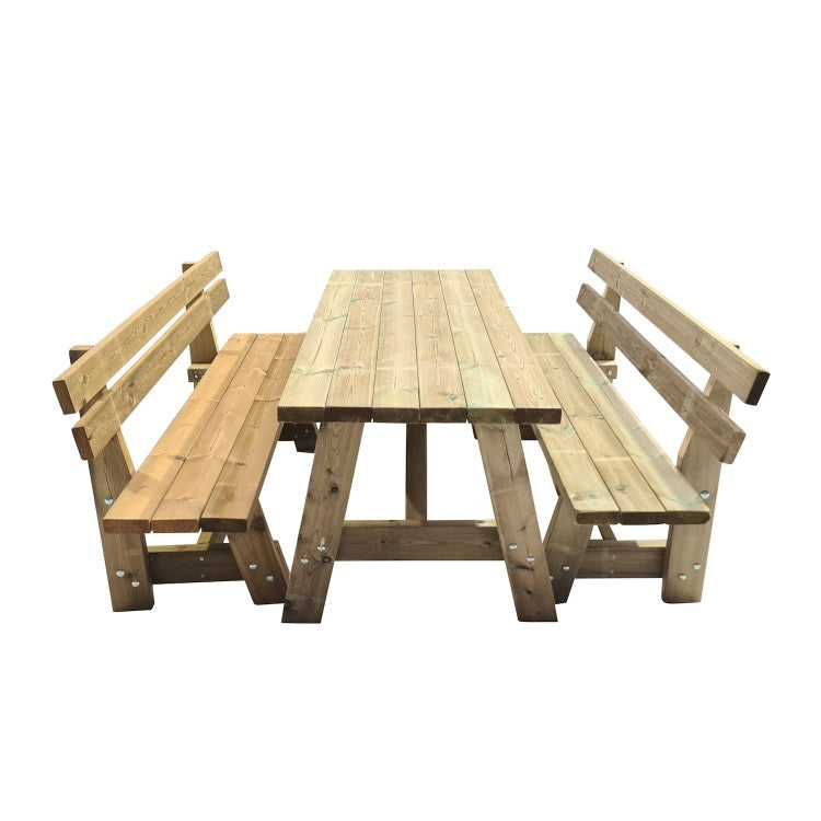 Mesa De Madera Zurich Con Bancos Con Respaldo Vic._1