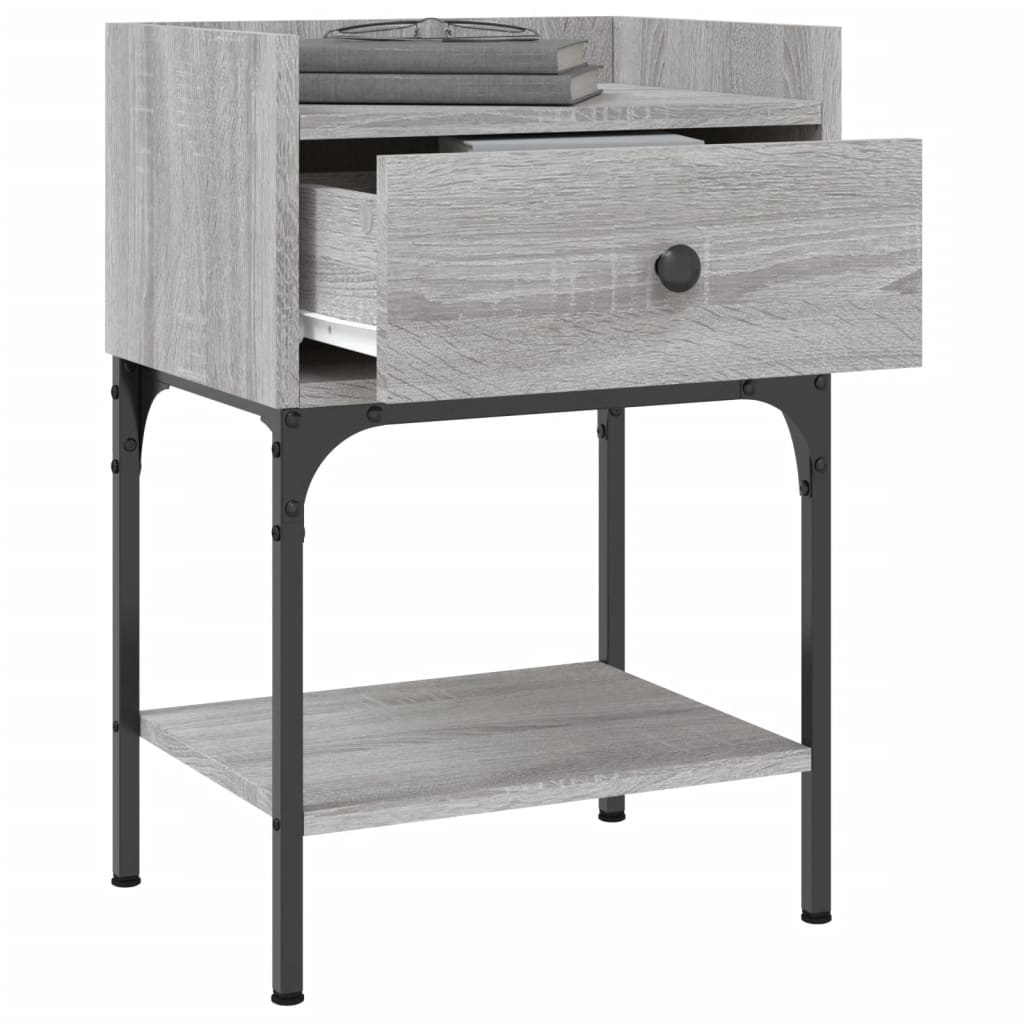 Mesita De Noche Madera De Ingeniería Gris Sonoma 40,5x31x60 Cm_2