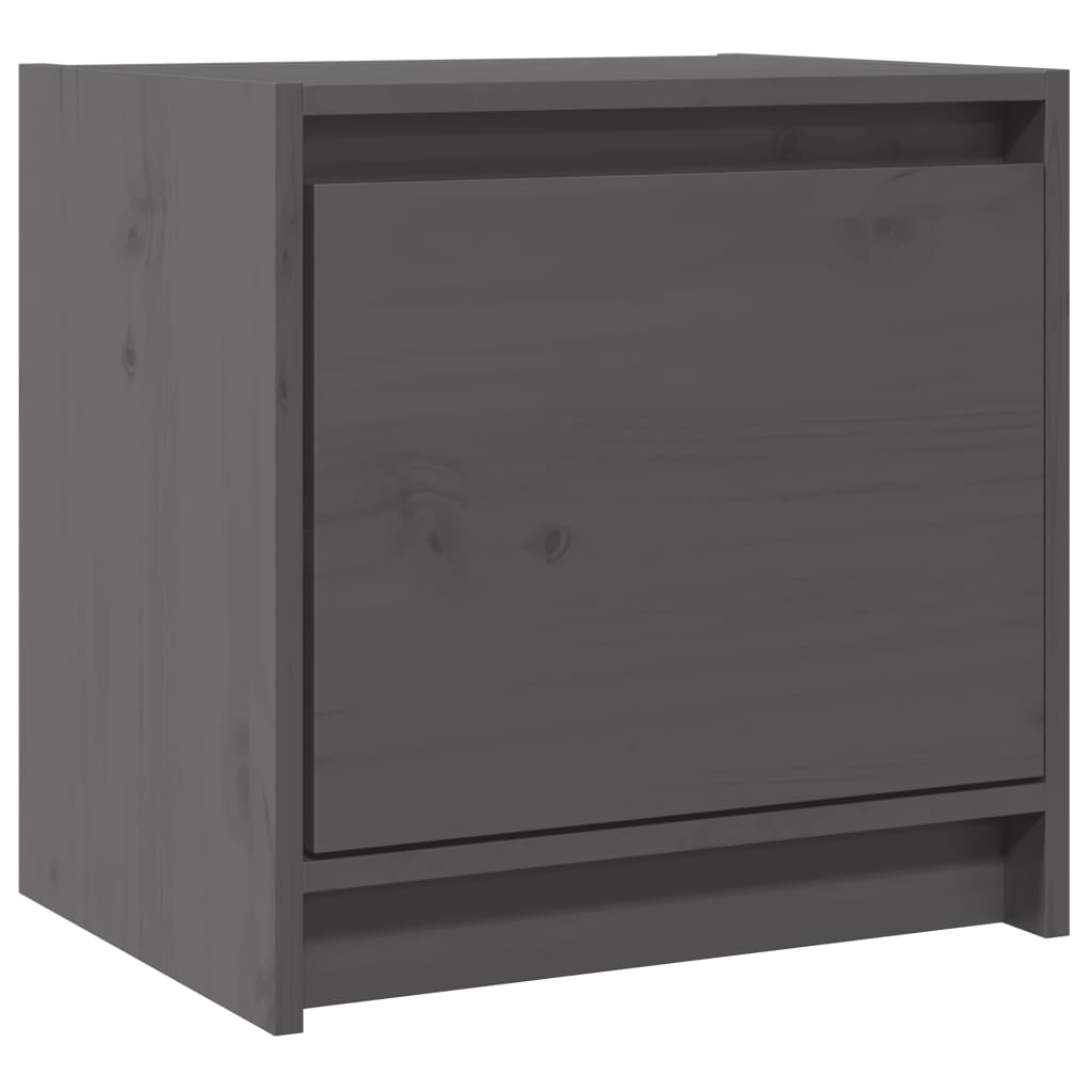Mesitas De Noche 2 Uds Madera Maciza Pino Gris 40x30,5x40 Cm_0