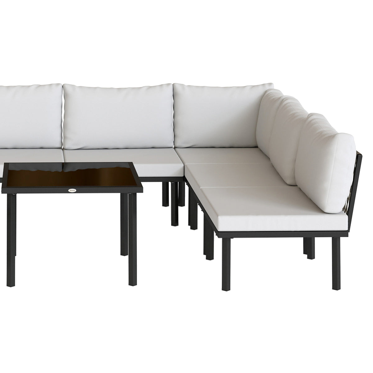 Outsunny Conjunto De Jardín Exterior 6 Piezas En Forma De L Cojines Gris Claro_3