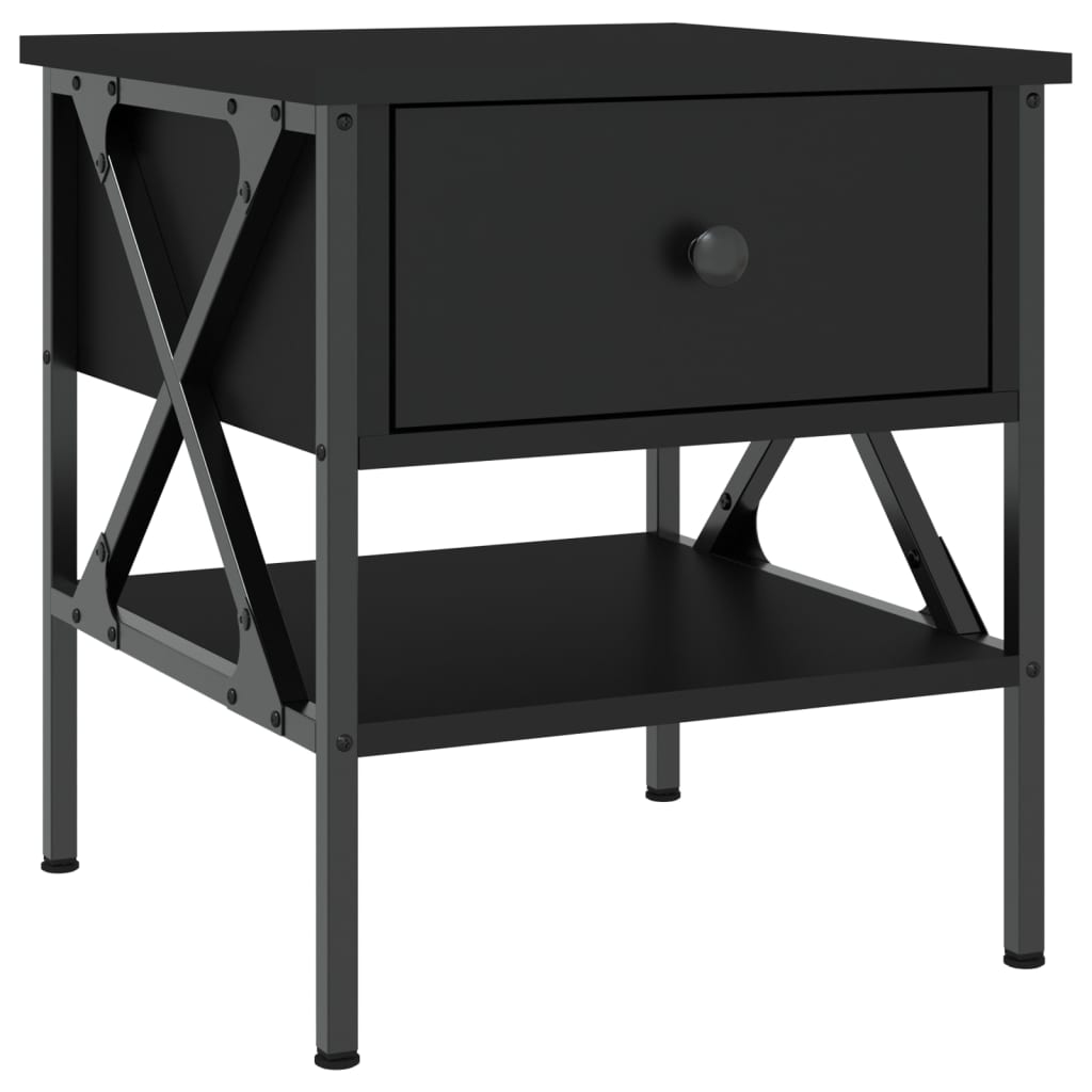 Mesitas De Noche 2 Uds Madera De Ingeniería Negro 40x42x45 Cm_3
