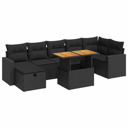 Set Sofás Jardín Y Cojines 5 Pzas Ratán Sintético Acacia Negro / Vetonek_4