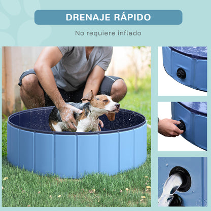 Pawhut Piscina Plegable Para Perros Bañera De Pvc Interior Y Exterior Ø100x30cm_5