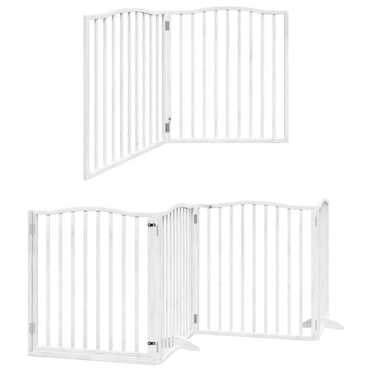 Vidaxl Puerta De Perros Plegable 6 Paneles Madera Álamo Blanca 480 Cm_0
