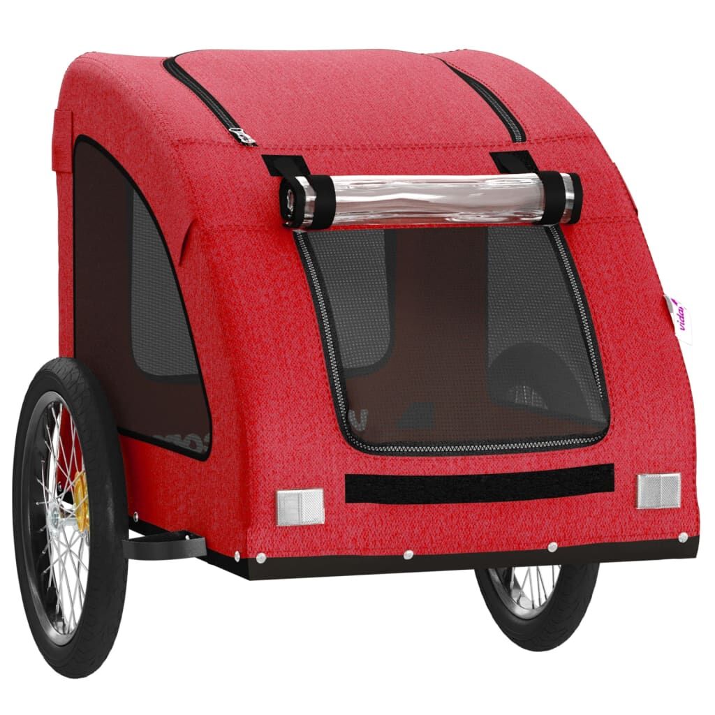 Vidaxl Remolque De Bicicleta Mascotas Hierro Tela Oxford Rojo_4