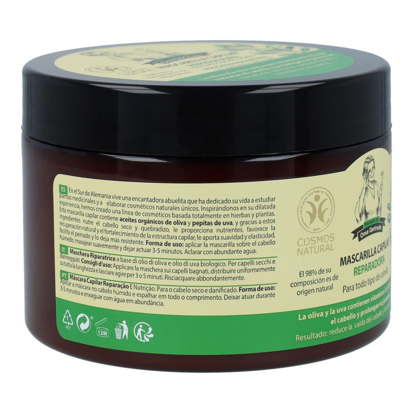 Pack 2x Mascarilla capilar reparación y nutrición cabellos secos y dañados, Oma gertrude, 300 ml