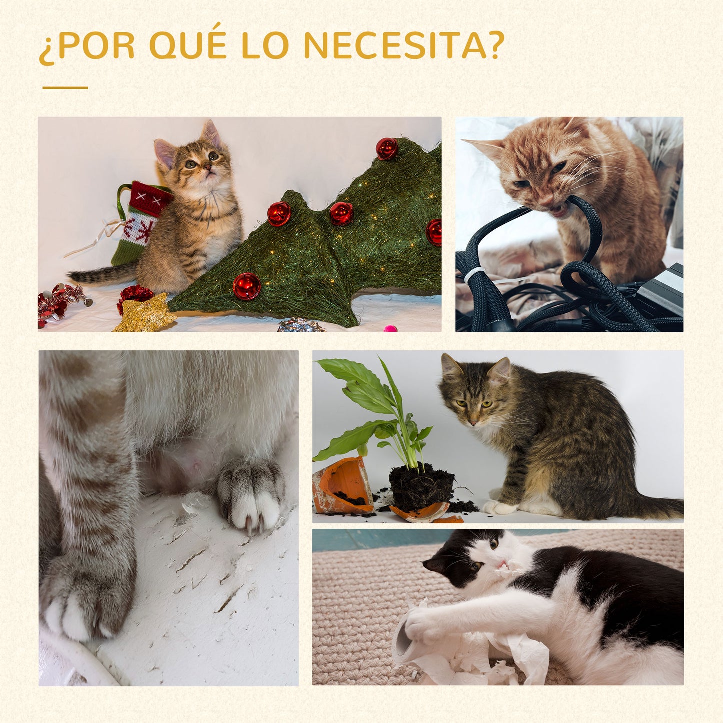 Pawhut Árbol Rascador Para Gatos Con Plataforma Altura 126 Cm Hamaca Caseta_5