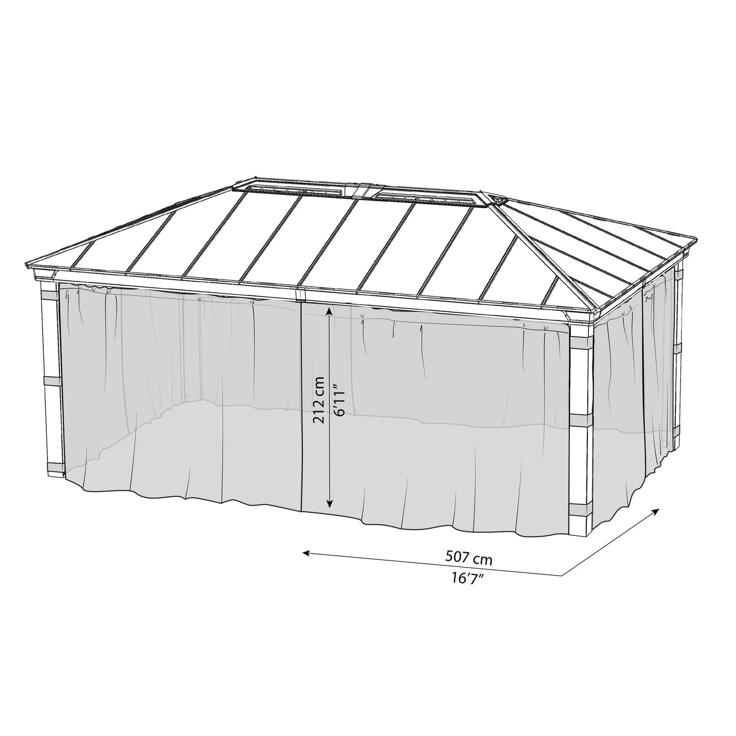 Set Mosquietas para gazebo cenador Dallas 360x611 cm
