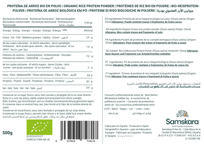 Proteína De Arroz fermentado BIO - 500g | Proteína Vegetal En Polvo Vegana Para Batidos Y Repostería Samskara_1