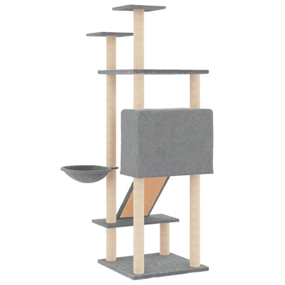 Rascador Para Gatos Con Postes De Sisal Gris Claro 153 Cm_4