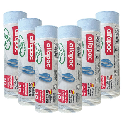 80% Reciclado 6 Rollos De 15 Bolsas De Basura 10l Con Autocierre_0