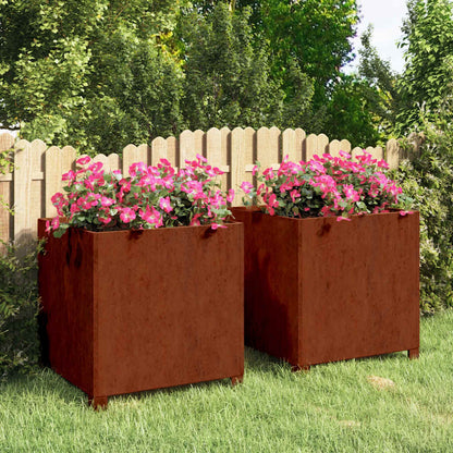 Jardineras Con Patas 2 Udss Acero Corten Oxidado 50x50x50 Cm_1