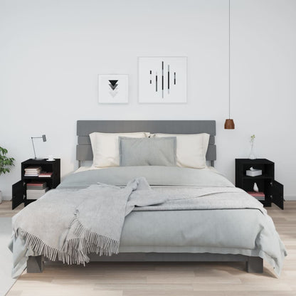 Mesitas De Noche 2 Uds Madera Maciza De Pino Negro 40x34x55 Cm_1