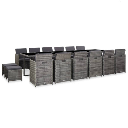 Vidaxl Set De Comedor De Jardín 17 Pzas Y Cojines Ratán Sintético Gris_0