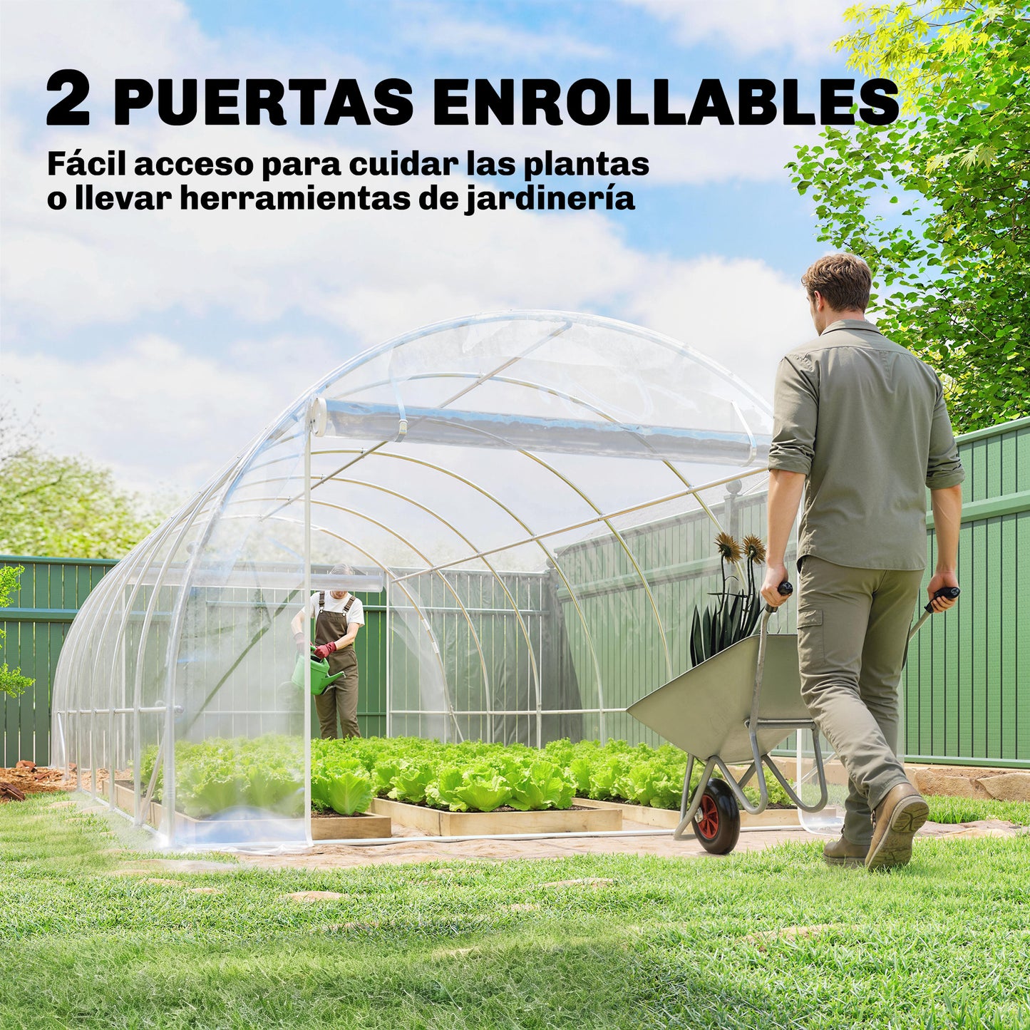 Outsunny Invernadero De Túnel 6x3x2 M Con 2 Puertas Enrollables Transparente_5