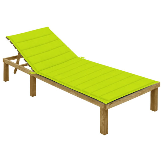 Tumbona Con Cojín Verde Brillante Madera De Pino Impregnada_0