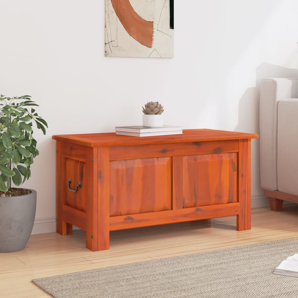 Baúl De Almacenamiento Con Tapa Madera Maciza De Acacia Marrón_2