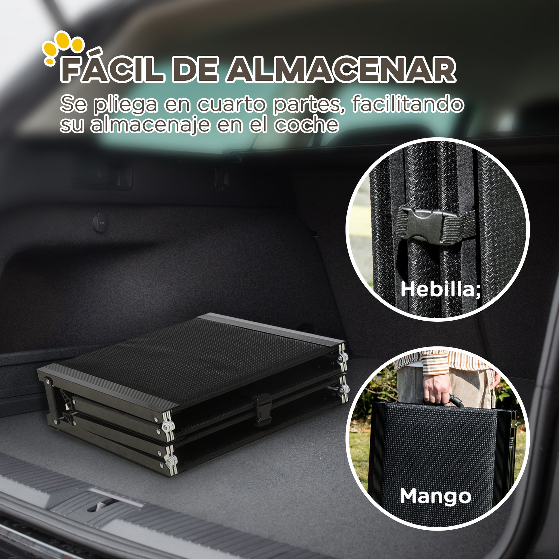 Pawhut Rampa Plegable Para Perros De Aluminio Para Coche 158x43,5x2,5 Cm Negro_5