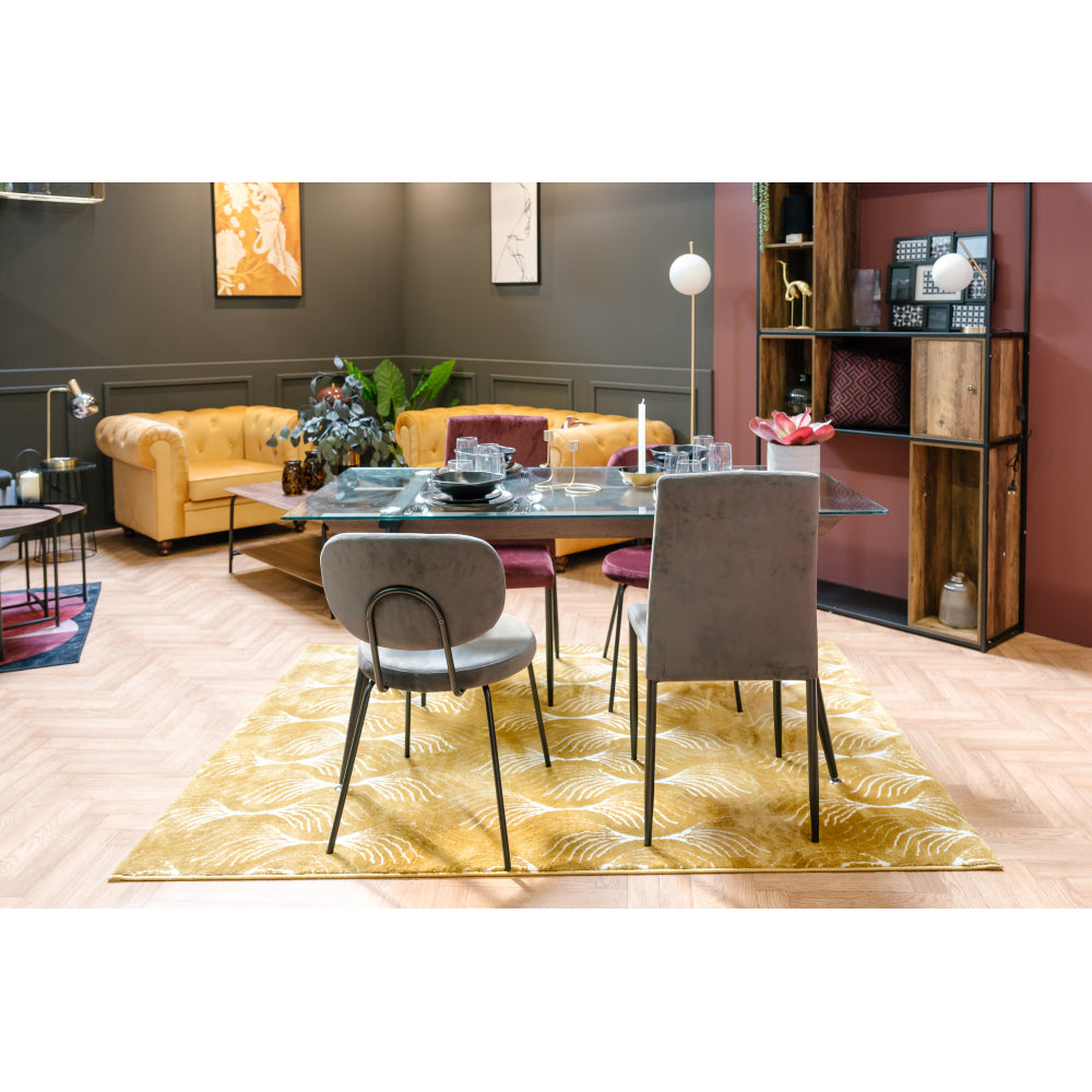 Juego De 6 Sillas De Comedor Vintage De Terciopelo Gris 44x53x92cm - Muebles De Comedor_2