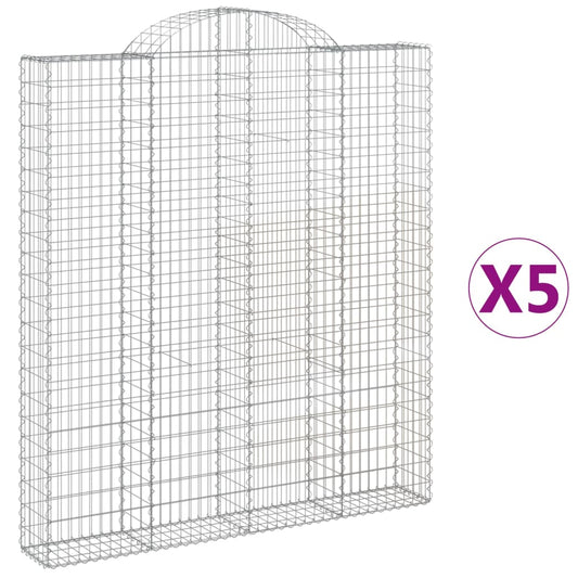 Cestas De Gaviones 5 Uds Forma De Arco Hierro 200x30x220/240 Cm_0